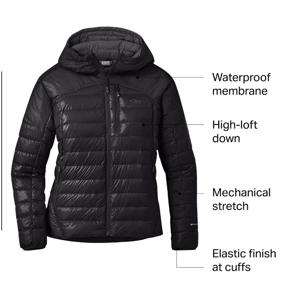 NWT Outdoor Research down hooded ski / snow / snowboarding jacket. Women's Med